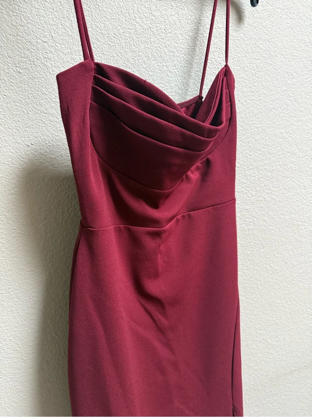 Windsor Burgundy Cowl-Neck Maxi Dress with Slit